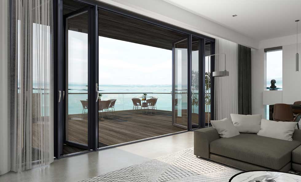 Modern Thermal Break Aluminum Bifold Patio Door